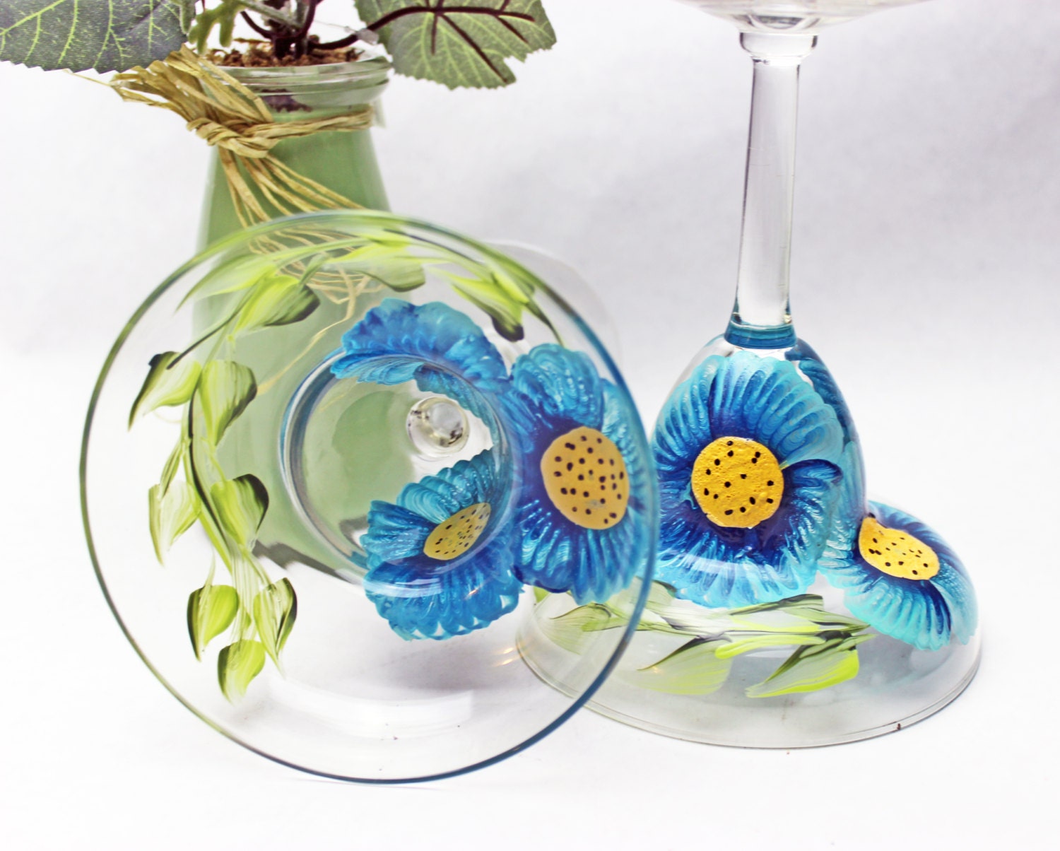 Hand Painted Margarita Glasses Margarita Flower Fields 1 Etsy