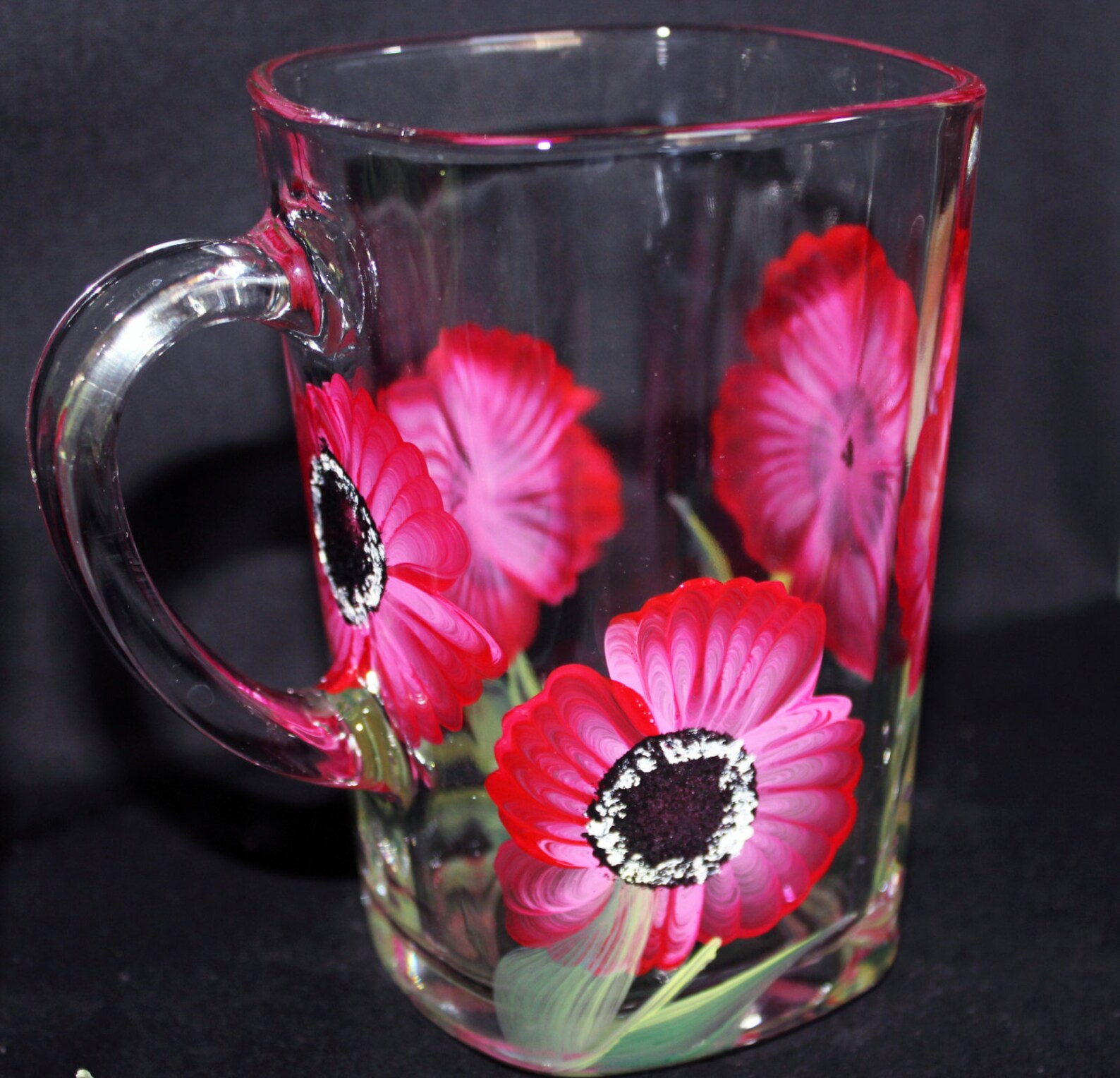 Hand Painted Mug Glass 1 Mug Glass Coffee Cup Tea Cup Personal Hand Painted Coffee Cup Flower
