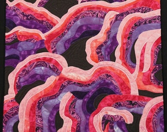 Handmade Art Quilt - Psychodelic Mushrooms