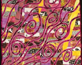 Handmade Art Quilt - Pink Wind