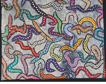 Handmade Art Quilt - Nematodes on Acid