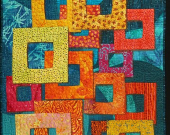 Handmade Art Quilt - Layered Squares