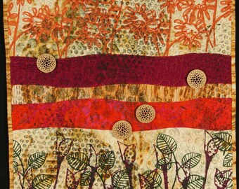 Handmade Art Quilt - How Does Your Garden Grow