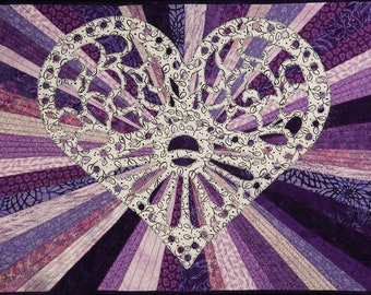Handmade Art Quilt - Purple Heart