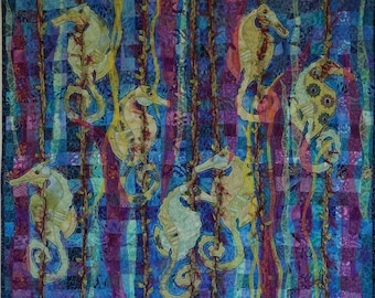 Handmade Art Quilt - Seahorses