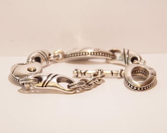 John Atencio Sterling Silver Toggle Bracelet, Two Tone Gold Accent, Artisan Jewelry