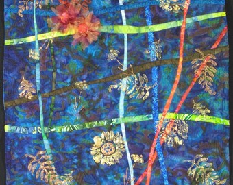 Handmadel Art Quilt - RED FLOWERS