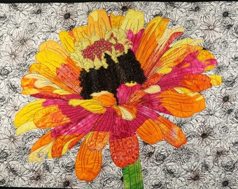 Handmade Art Quilt- Zinnia
