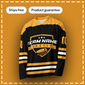 Yellow Hockey Jersey Custom, Personalize with Your Team Name and Number