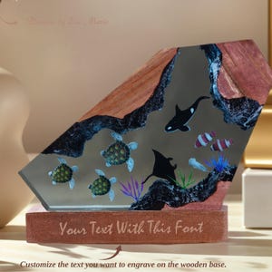 Turtles Coral Epoxy Resin Lamp - Unique Gift for Halloween, Resin Wood Art Lamp, Custom Night Light, Halloween Gifts, Back to school gift