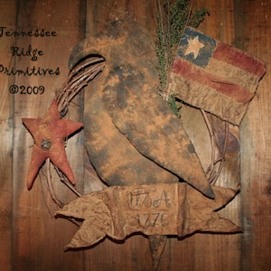 Americana Crow With Banner and Flag Wreath - E-Pattern