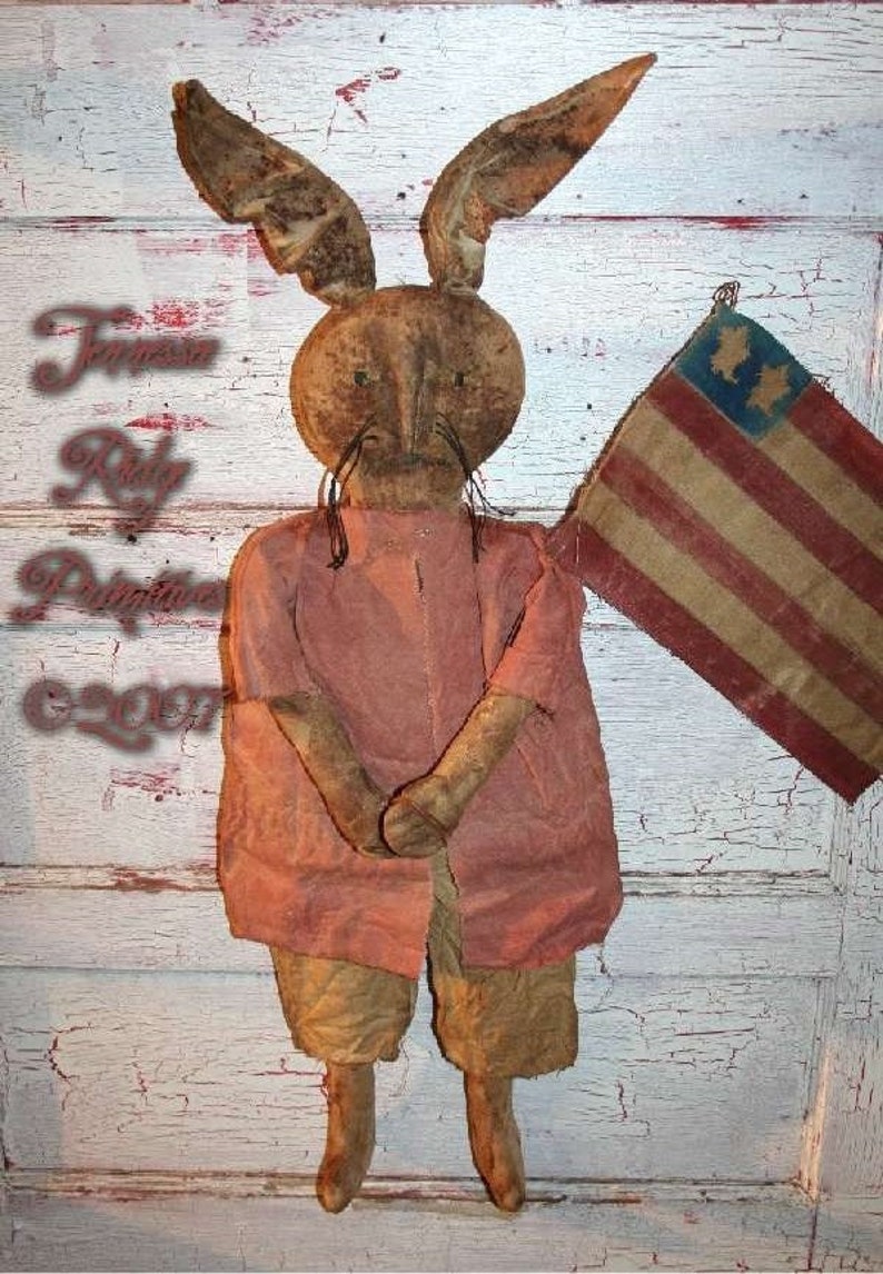 Primitive Americana Easter Rabbit Doll & Flag Epattern Etsy