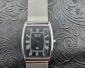 Vintage Seiko SX Rectangular Tank Style Watch With Black Dial - Etsy
