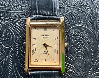 Vintage Seiko Slim Men&#39;s Wrist Watch – New Battery & Strap – Classic Quartz Watch