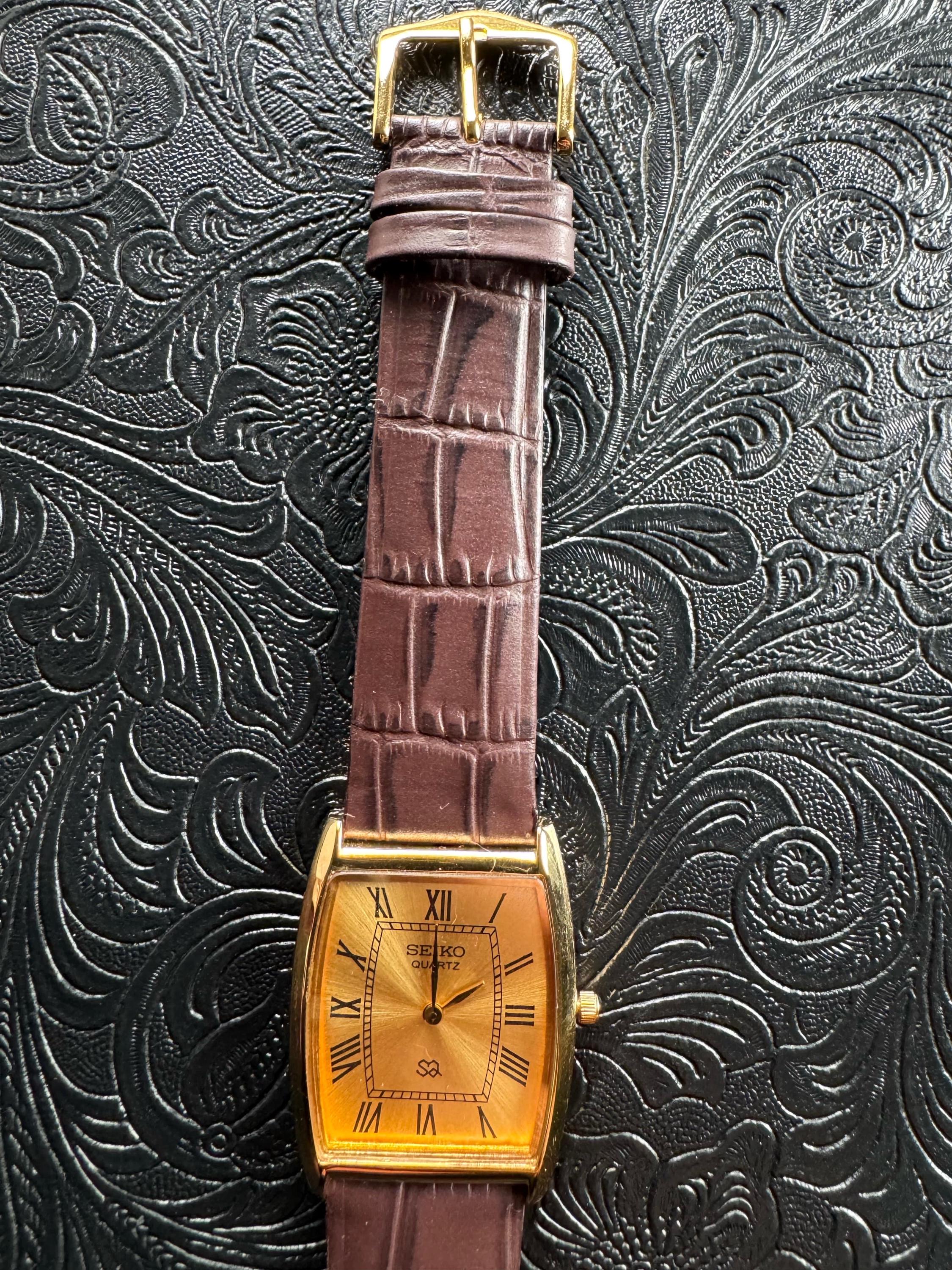 ヴィンテージゴールド セイコー スリム メンズ腕時計 - 新品電池