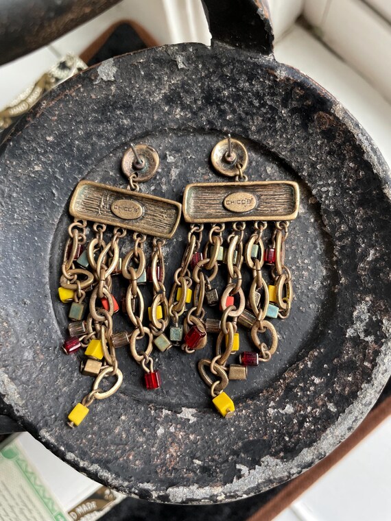 Chicos Multicolor Bead Bronze/Brass Statement Ear… - image 8