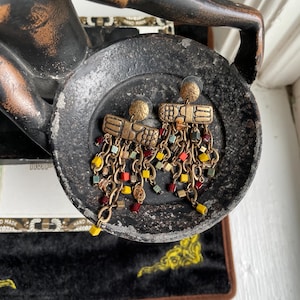 Chicos Multicolor Bead Bronze/Brass Statement Earrings