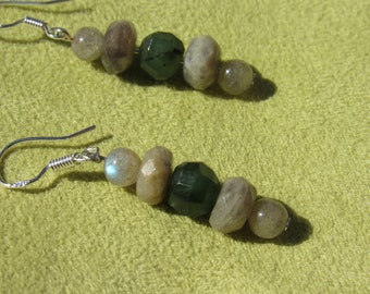 Jade, Nephrite, Labradorite, Sterling Silver Earrings, Natural Gemstone Earrings, Healing Stone Earrings, Goodness Jewelry with Intention