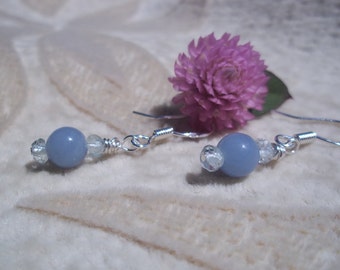 Aquamarine and Angelite Earrings, Angels Hold Us Safe, Healing Stones Earrings, Natural Gemstones, Solid Sterling Silver Earrings