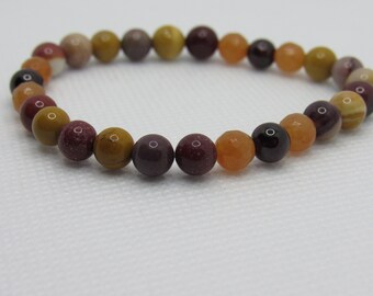 Mookaite, Jasper Bracelet, Healing Stones Bracelet, Aventurine, Garnet, Red Jasper, Stretchy, Gemstone Synergy, Synchronicity, Serendipity