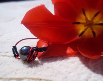 Hematite Ring, Wire Wrapped, Healing Stones, Brain Power, Red Copper, Hair Ring,Natural Gemstone Synergy, Black, Red