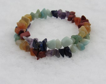 7 Chakra Gemstone Bracelet, Healing Stones Rainbow Chakra Bracelet, Chakra Jewelry, Natural Gemstone Synergy Bracelet