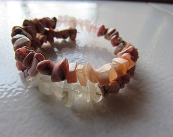 Rhodocrosite, Rose Quartz , Moonstone Bracelet, Healing stones, Love Energy, Love and Balance