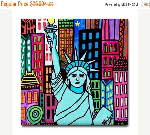 City Art Tile Ceramic Statue of Liberty Art New york City Etsy