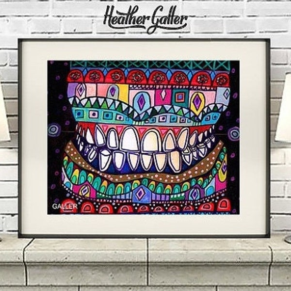 Dientes de dentista Diente surrealista Arte Arte Imprimir Póster por Heather Galler Ilustración médica Anatómica dental (HG10))