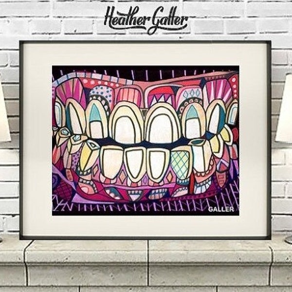Dientes Surrealista Arte Arte Imprimir Póster por Heather Galler Ilustración médica Anatómica dental (HG9)