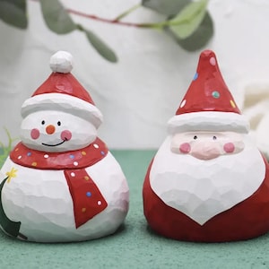 Hand Crafted Wooden Santa & Snowman (sold individually)