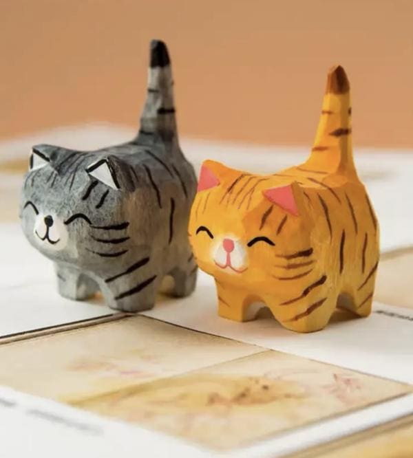 Hand Crafted Wooden Tabby Cat (sold individually)