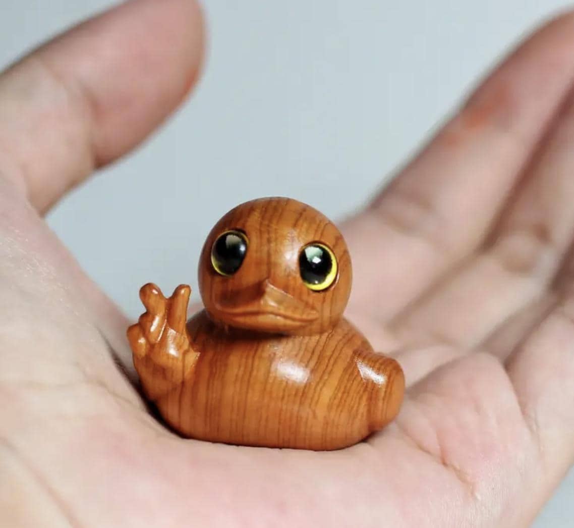 Hand Carved Wooden "Rubber" Peace Ducky Jeep