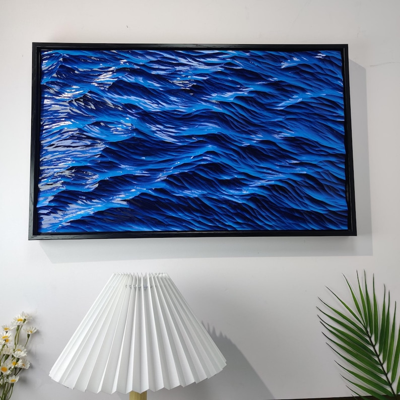 Wooden Ocean Waves Carving,Wood Wall Art,Unique Home Decor, house warming gift,Luxury Gift,Gift For Him,Premium Desk Ornament Beach Decor 12.6×20.4×1.1 inches