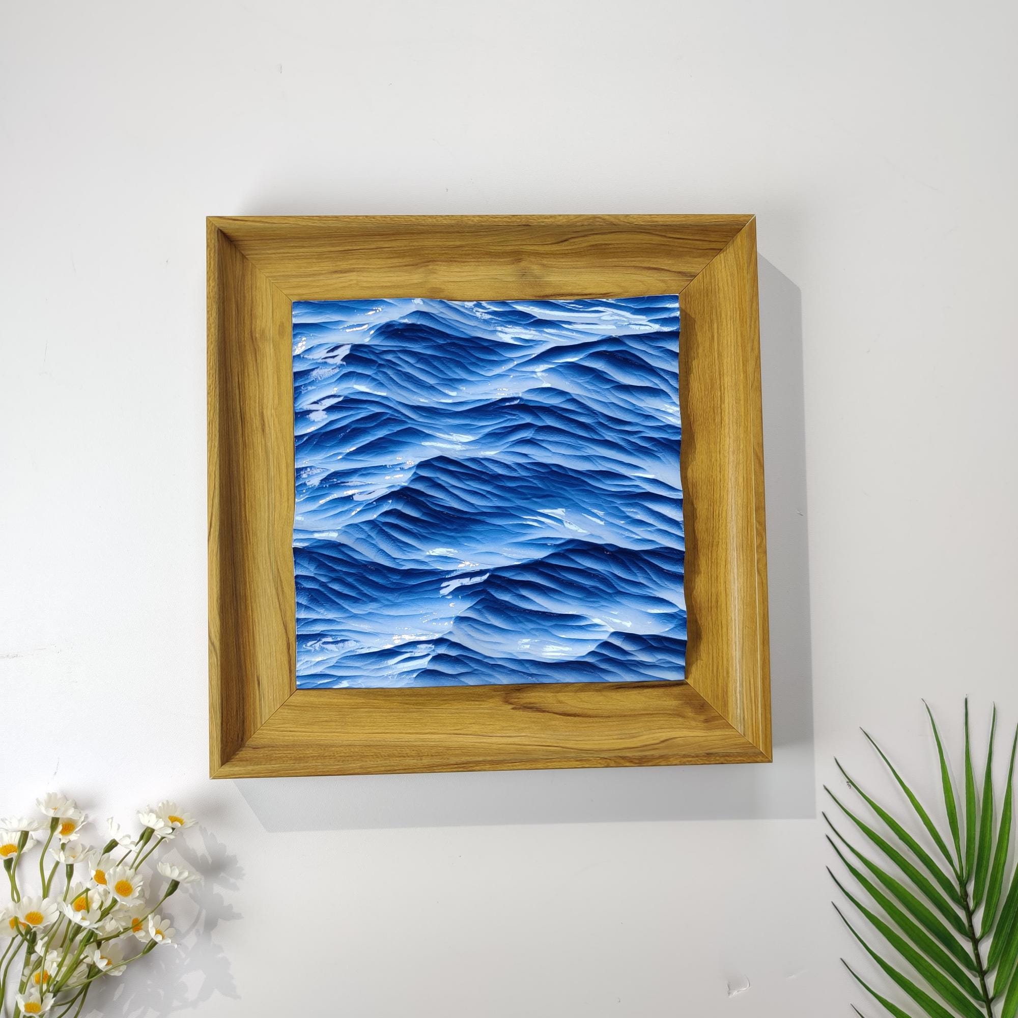 Handmade 3D Ocean Wave Art Wood Carving,ocean Wave Relief