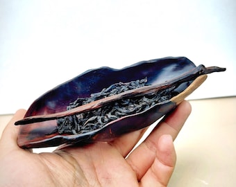 Set di cucchiaino e stuzzicadenti per il tè Cha Ze in legno intagliato a mano, finitura laccata con venature del legno naturale, strumenti per la cerimonia del tè Gongfu