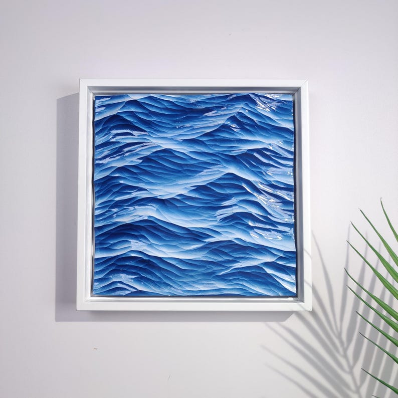 Wooden Ocean Waves Carving,Wood Wall Art,Unique Home Decor, house warming gift,Luxury Gift,Gift For Him,Premium Desk Ornament Beach Decor 12.6×12.6×1.1 inches