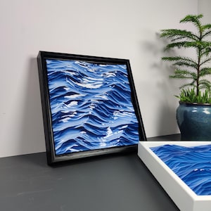 Hölzerne Meereswellen schnitzen, Holz Wandkunst, einzigartiges Wohndekor, Einweihungsgeschenk, Luxusgeschenk, Geschenk für ihn, Premium Schreibtischverzierung Stranddekor