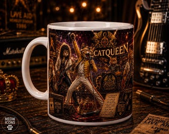 Freddie Mercury Inspired Cat Mug