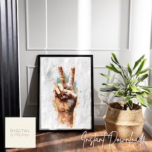 Watercolour Peace Sign Wall Art Printable | Boho Peace Symbol Poster | Hippie Decor | Instant Download | Retro Wall Art | Digital Print