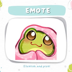 Emote "Coperta comoda" con rana kawaii - Emote Twitch preimpostata e carina in formato PNG | Risorsa per streamer su Discord e YouTube | Download digitale