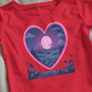 Cute Boho Flower, Funny Cotton Lounge T-Shirt, Shirt for Boys Girls, Kids Sunset Heart Shape Tee, Kids tee shirts, Small Sizes Kids Tee Gift