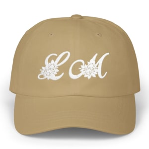 Elegant floral inspired monogram initials for womens cap, personalized embroidered monogram hat, custom logo cap, Women monogram Cap