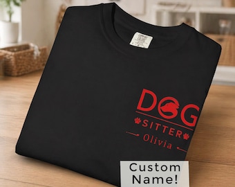 Personalized Dog Sitter Shirt Custom Name Pet Care Uniform Tee Professional Dog Walker Gift Red Graphic