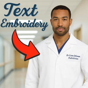 Embroidered Mens Long Lab Coat, Customizable Medical Uniform, Professional Workwear, Science Apparel, Nursing Gifts, Stylish Lab Coat