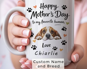 Personalized Beagle Mom Mug Mothers Day Gift Custom Beagle Dog Name Mug Gift From Dog Coffee Mug