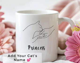 Personalized Cat Mom Mug Custom Pet Name Minimalist Ceramic Coffee Cup Gift For Cat