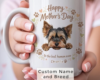 Yorkshire Terrier Mug Personalized Dog Mom Gift Mothers Day Ceramic Cup Custom Name Yorkie Lover Present From Dog