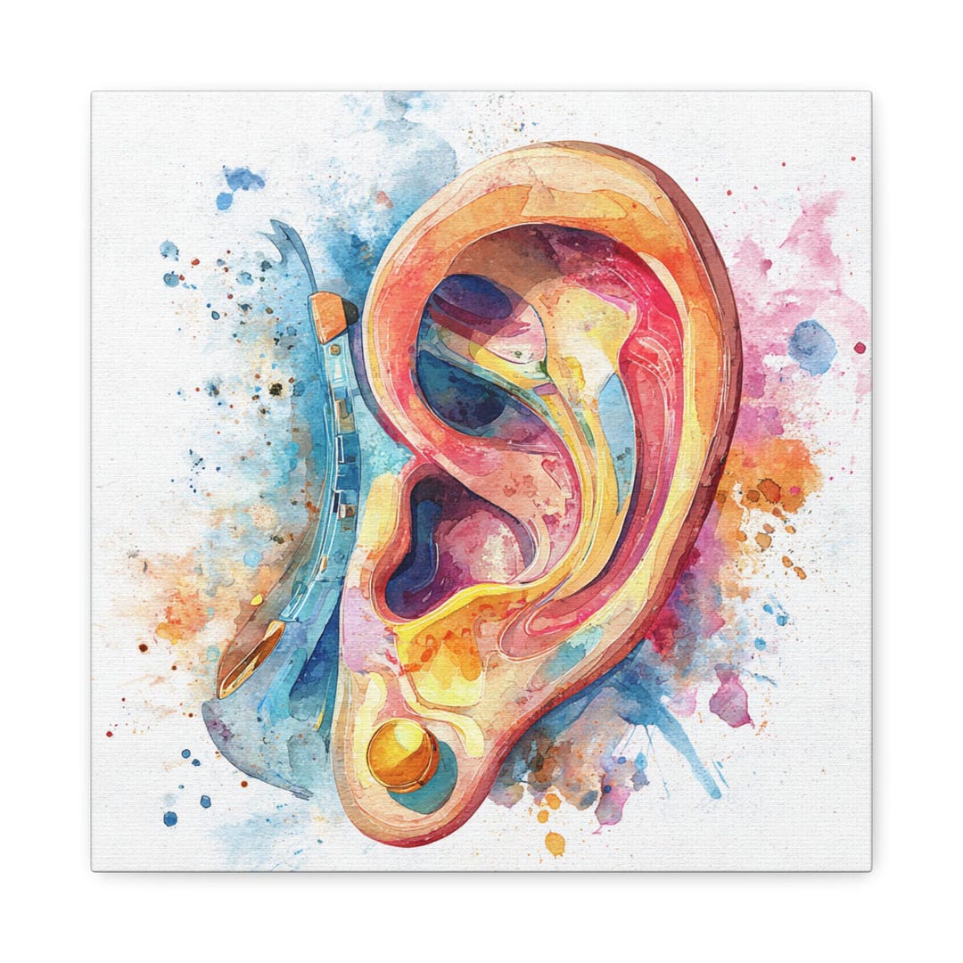 Colorful Watercolor Ear Illustration Matte Canvas - Etsy
