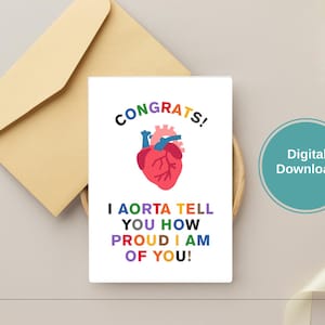 Ich Aorta sagen Ihnen Glückwunschkarte Lustiges medizinisches Abschlussgeschenk für Med-Studenten, Krankenschwestern, Ärzte, Gesundheitspfleger Wortspiel-Karte